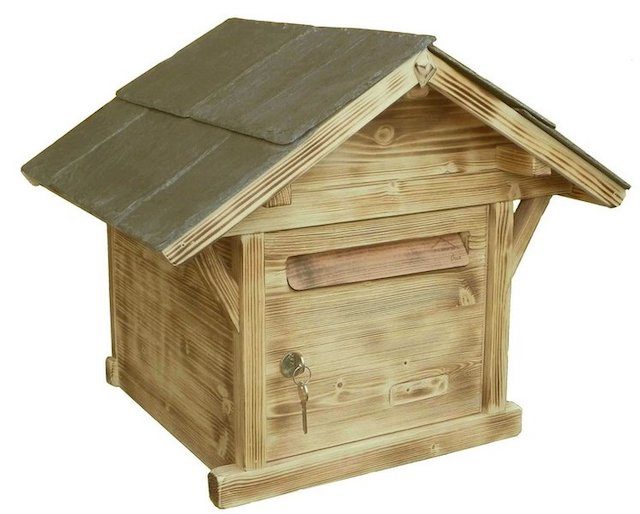 Black Forest wooden mailbox with slate roof